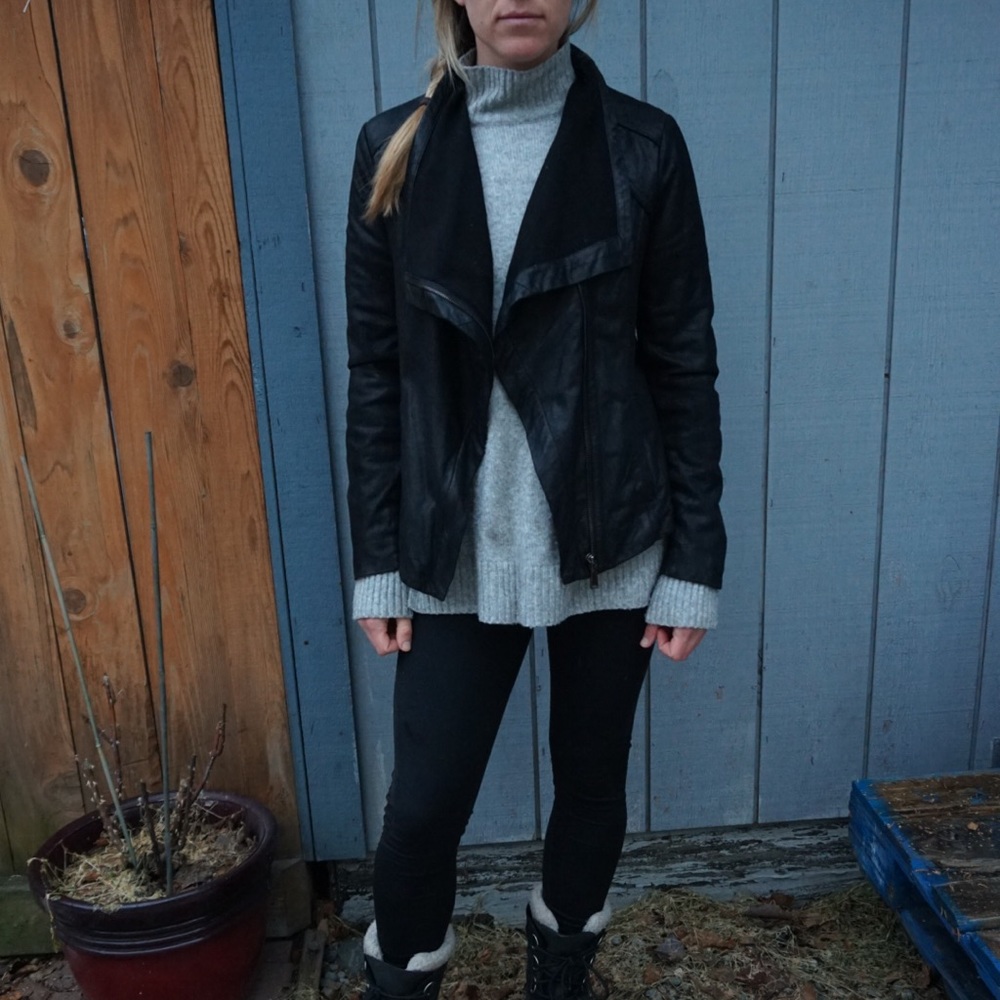 Elie Tahari Lamb Leather Jacket
